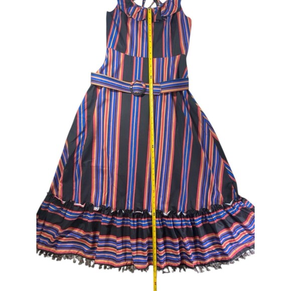 Rare Beulah Style Striped Fringe Maxi Dress Boho Style w/Belt Size Medium - Picture 6 of 11